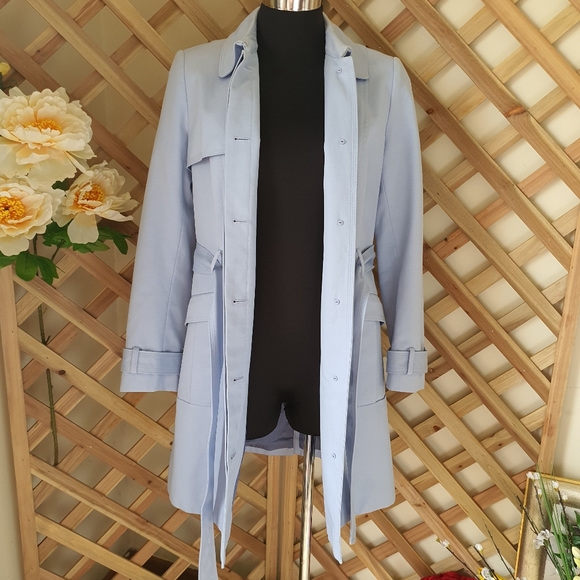DAVID LAWRENCE | Trench Coat | Powder Blue | Size: AU 8 | Like New Condition - Picture 6 of 12